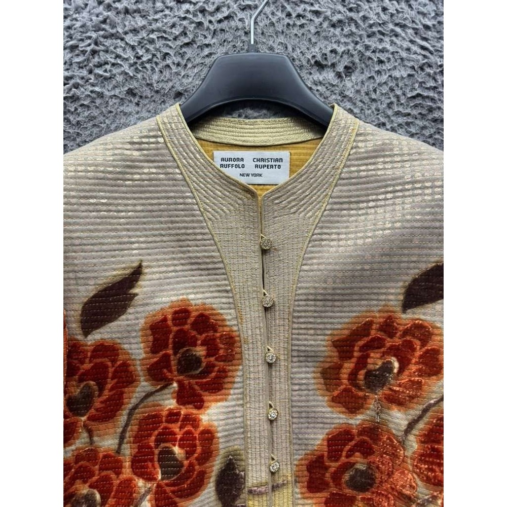 Aurora Ruffolo Christian Ruperto New York Floral Embroidered Cardigan Womens M/L - Picture 3 of 10